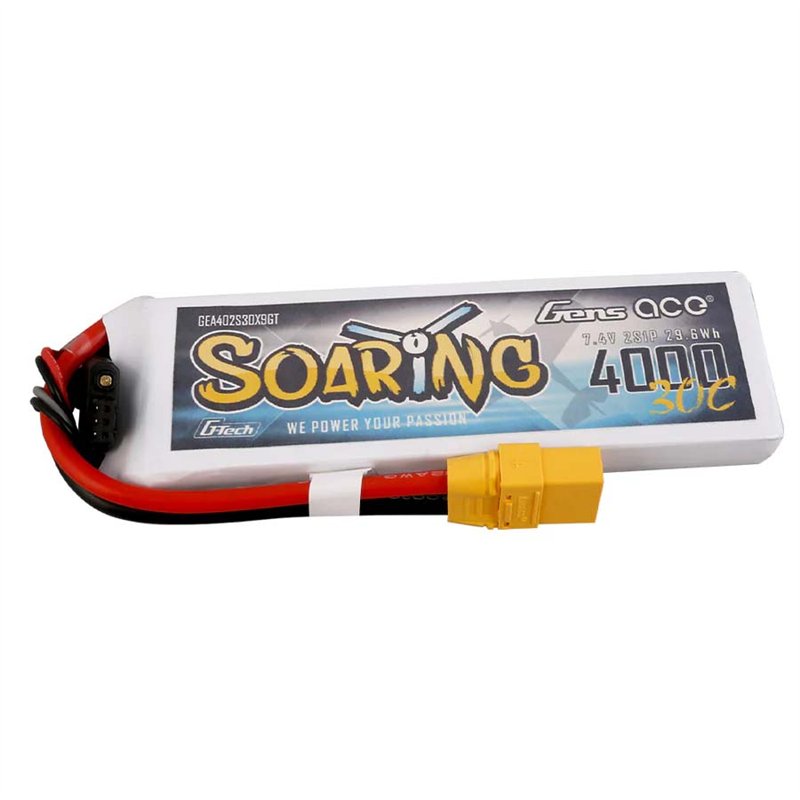 GensAce Soaring LiPo 2S 7.4V-4000-30C (XT90) 133x41.5x15.5mm 208g GT