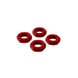 Aluminum Wheel Nut 17mm Red (4)