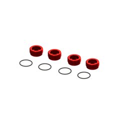 Aluminum Front Hub Nut Red (4) inc O-Rings