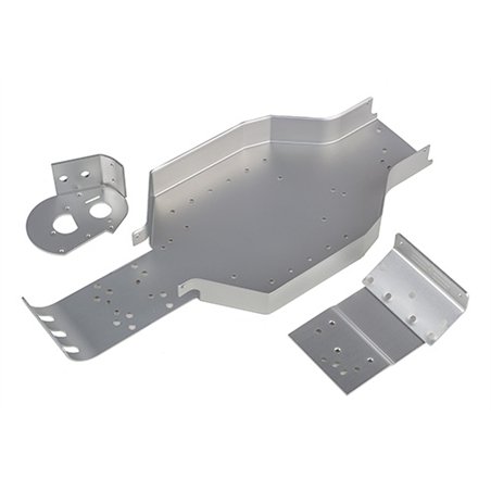 RC10CC Chassis, Nose Plate, Motor Mount, silver