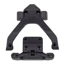 RC10B6.4 FT Front Top Plate and Ballstud Mount angled carbon
