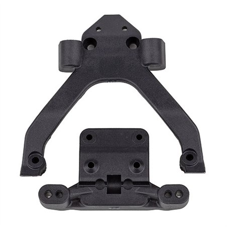RC10B6.4 FT Front Top Plate and Ballstud Mount angled carbon