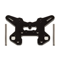 RC8T4 Front Shock Tower V2, black aluminum