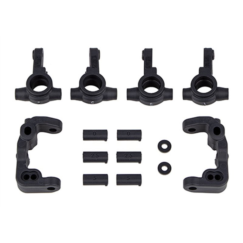 RC10B6.4 -1mm Scrub Caster and Steering Blocks carbon