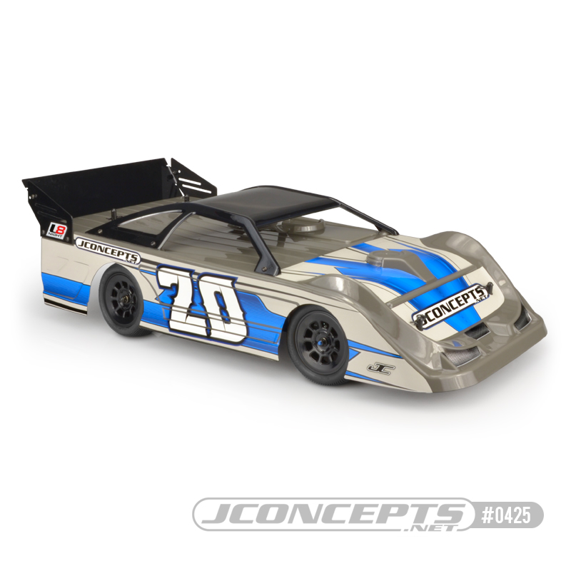 L8D - "decked" 10.25" wide 1/10th Late Model body w/ rear super spoiler