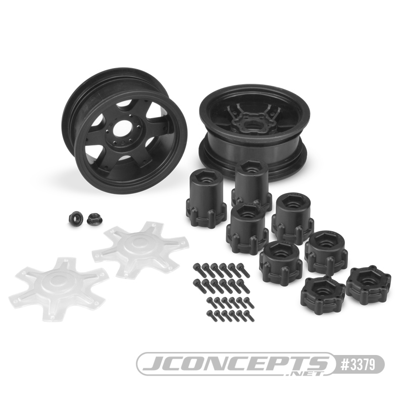Dragon - 2.6" mega truck wheel w/ adaptors, discs - (black) - 2pc.