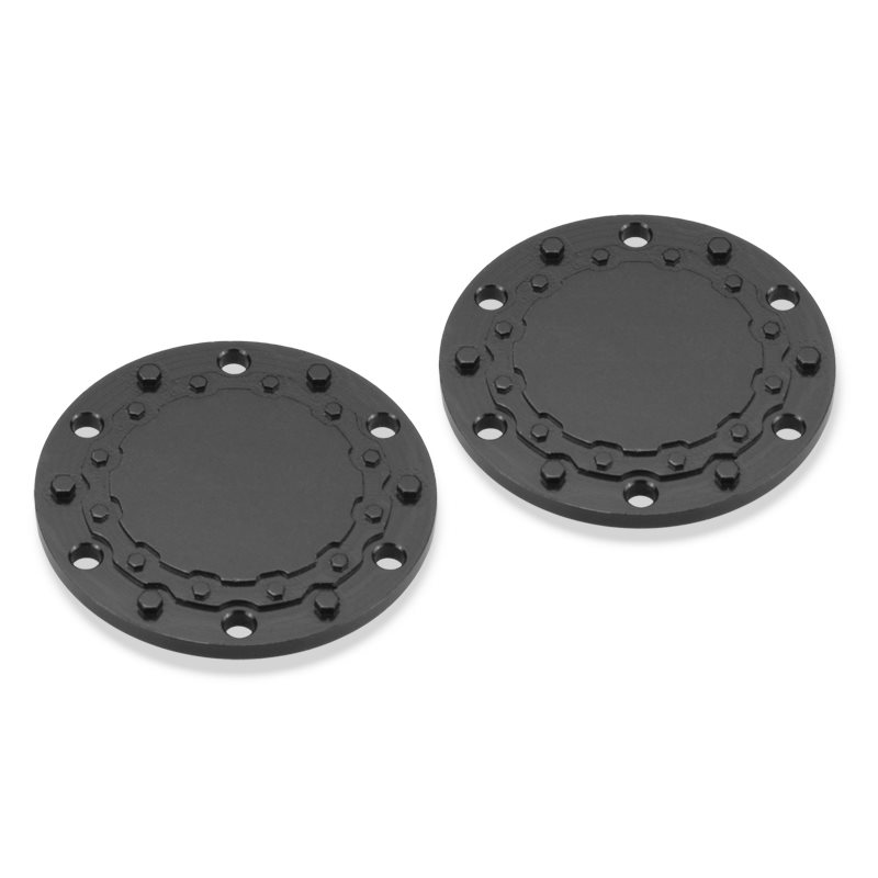 Tribute wheel, planetary cap - aluminum, black anodized - 2pc. (Fits - 3377 wheel)