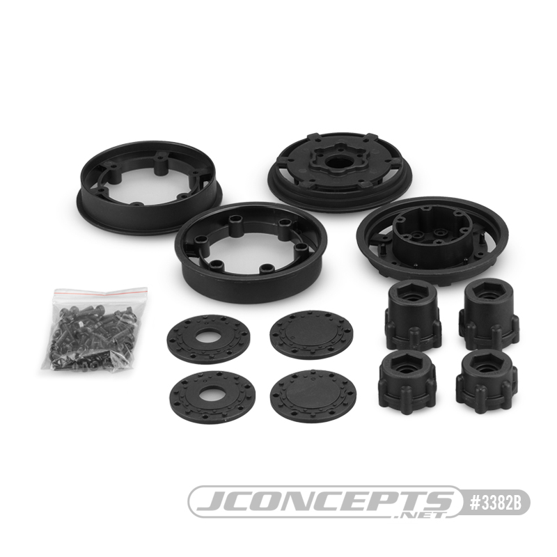 Tribute Transport - 2.4" Monster Truck transport wheel w/adaptors (black) - 2pc.