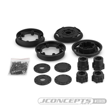 Tribute Transport - 2.4" Monster Truck transport wheel w/adaptors (black) - 2pc.