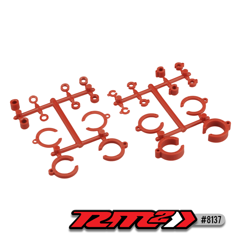 RM2 big bore shock limiter, up-travel and shock clip kit for miscellaneous 1/10th shocks, red - 24pc.