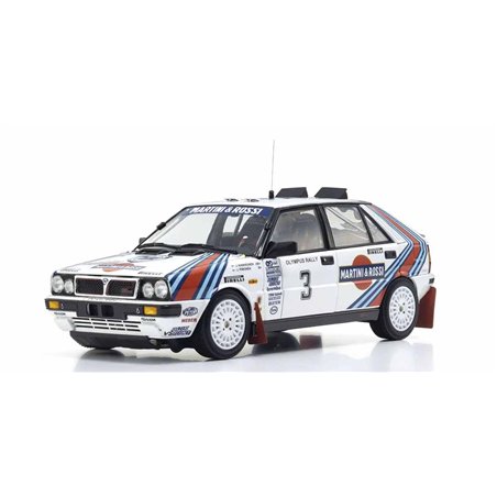 Kyosho 1:18 Lancia Delta HF 4WD Olympus Rally 1987 Martini Rossi Nr.3