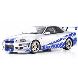 Kyosho 1:12 Resin Nissan GT-R 2001 Fast & Furious Silver/Blue Stripes