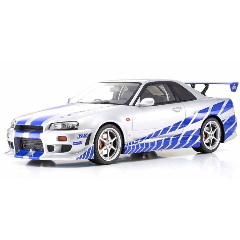 Kyosho 1:12 Resin Nissan GT-R 2001 Fast & Furious Silver/Blue Stripes