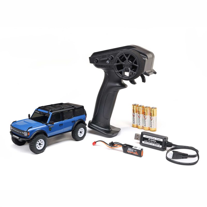 1/30 SCX30 Ford Bronco 4X4 RTR Brushed Rock Crawler (Battery & Charger Included) Blue