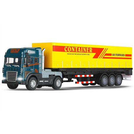 Die-cast truck with cargo trailer, light & sound