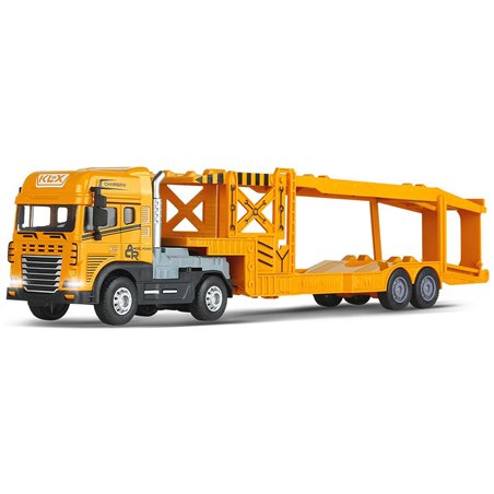 Die-cast truck with auto trailer, light & sound