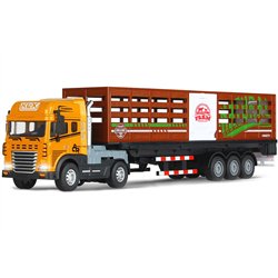 Die-cast truck w/animal trailer, light & sound
