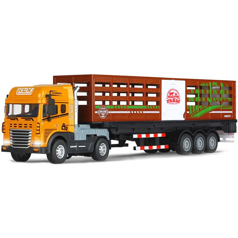 Die-cast truck w/animal trailer, light & sound