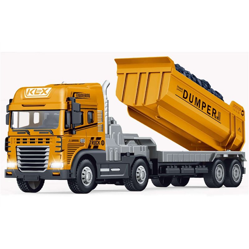 Die-cast truck w/dumper, friction, light & sound