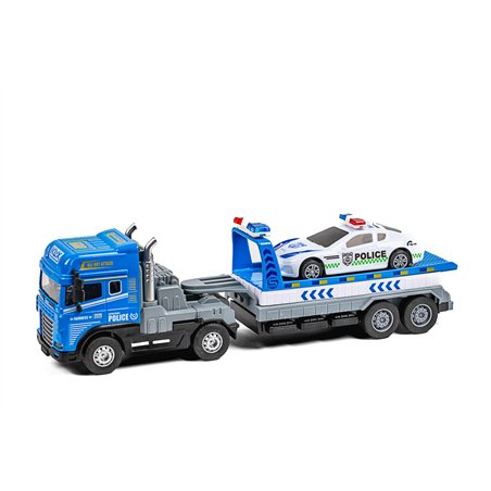 Die-cast truck w/hanger, police car, light & sound