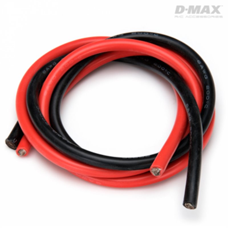Kabel Röd &amp, Svart 6AWG D6/8.6mm x 1m
