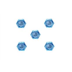 3mm thin alu look nut *5 blue