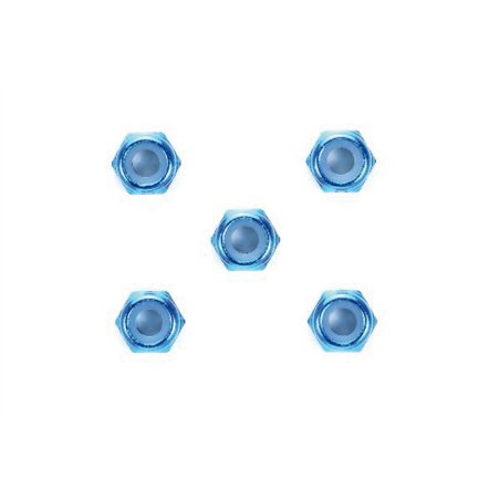 3mm thin alu look nut *5 blue