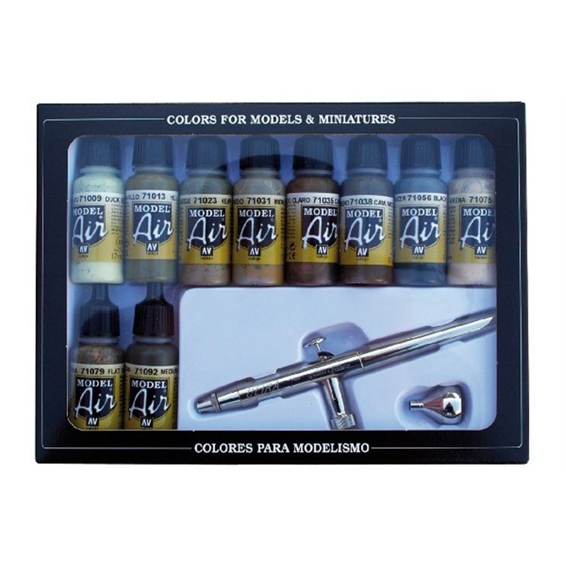 Model Air camouflage color set 10x17ml + airbrush