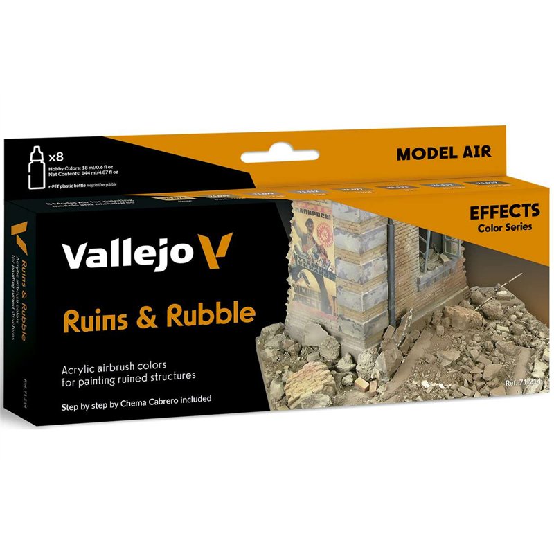 Model Air set Ruins & Rubble 8x18ml effects