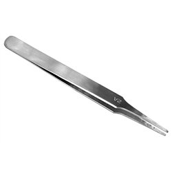 Flat rounded stainless steel tweezers (120mm)