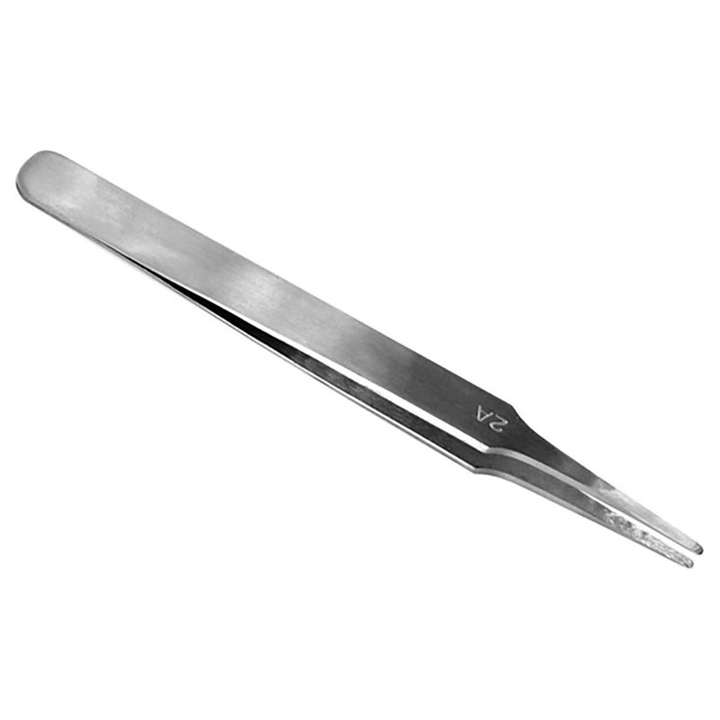 Flat rounded stainless steel tweezers (120mm)