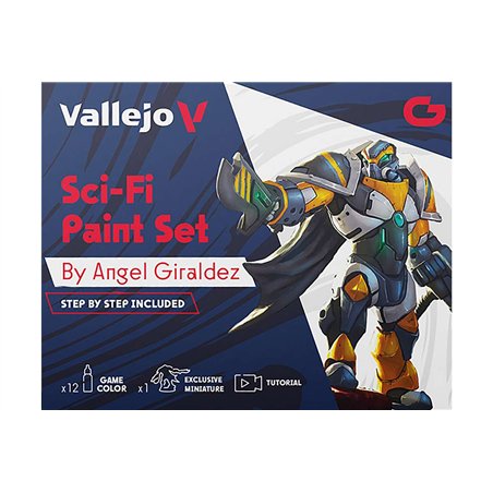 Sci-Fi paint set, 12 ass. game colors + figure