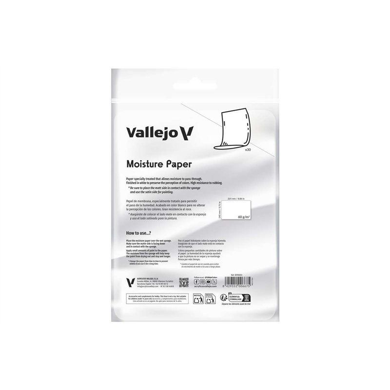 Moisture paper 60g 225x145mm, 30 sheets