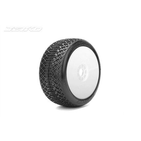 Jetko J One LIGHT SOFT 1:8 Buggy Tyres White Wheels (2)