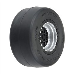 1/16 Reaction Rear Tires MTD 8mm Black/Silver (2): Losi Mini Drag