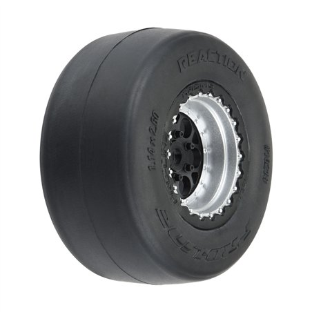 1/16 Reaction Rear Tires MTD 8mm Black/Silver (2): Losi Mini Drag