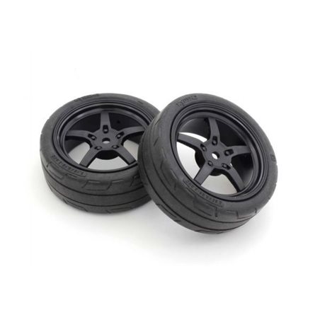 Pre-Glued Tyres FZ02 5-Spoke Black 1:10 Fazer 2.0 (2) Medium