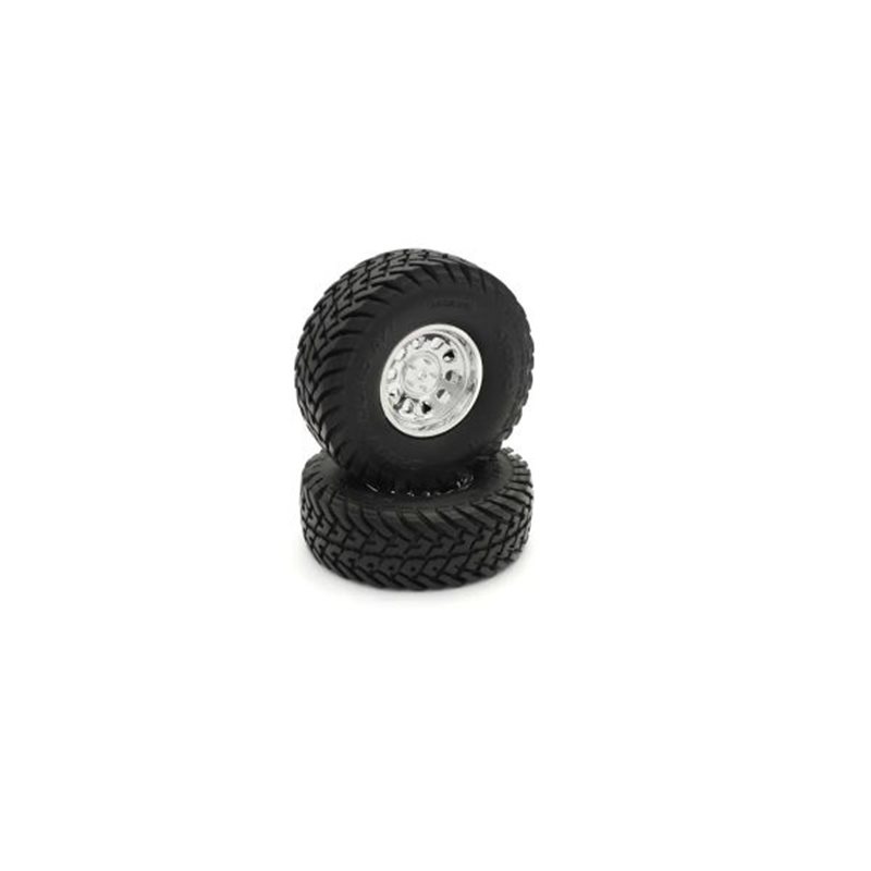 Pre-Glued Tyres Kyosho Outlaw Rampage Pro (2) Chromed Wheels