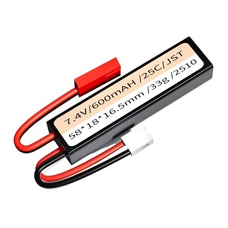 Li-Po Batteri 7,4v 600mAh 25C JST-kontakt