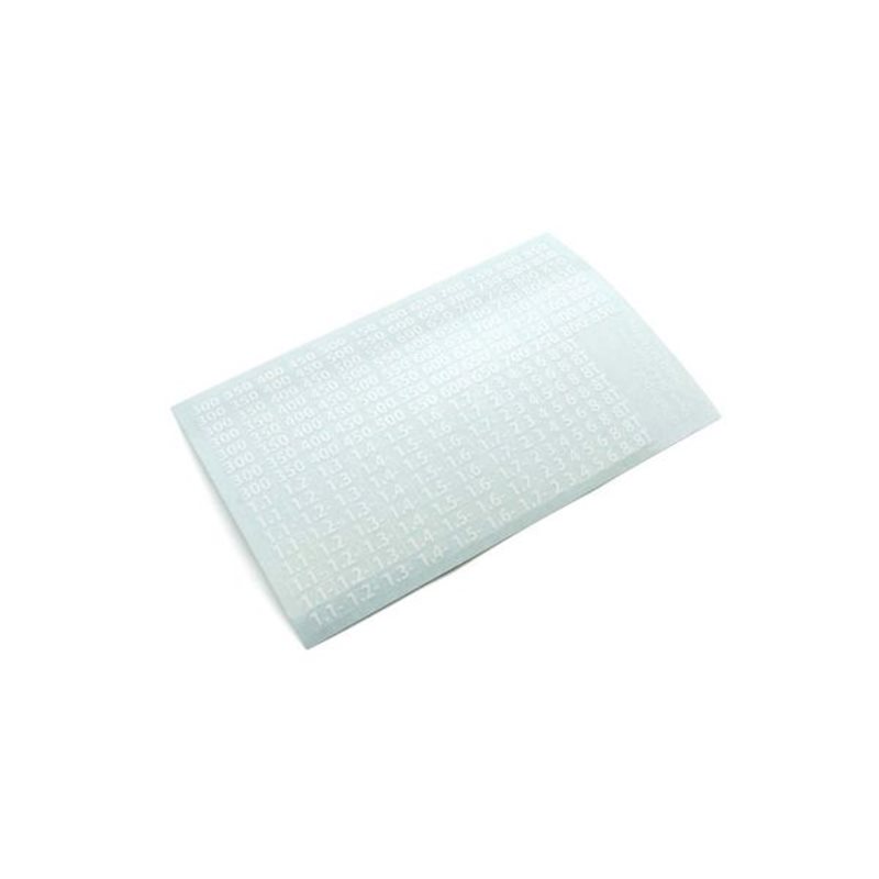 Decal Sheet Kyosho Shocks oil viscosities (White)