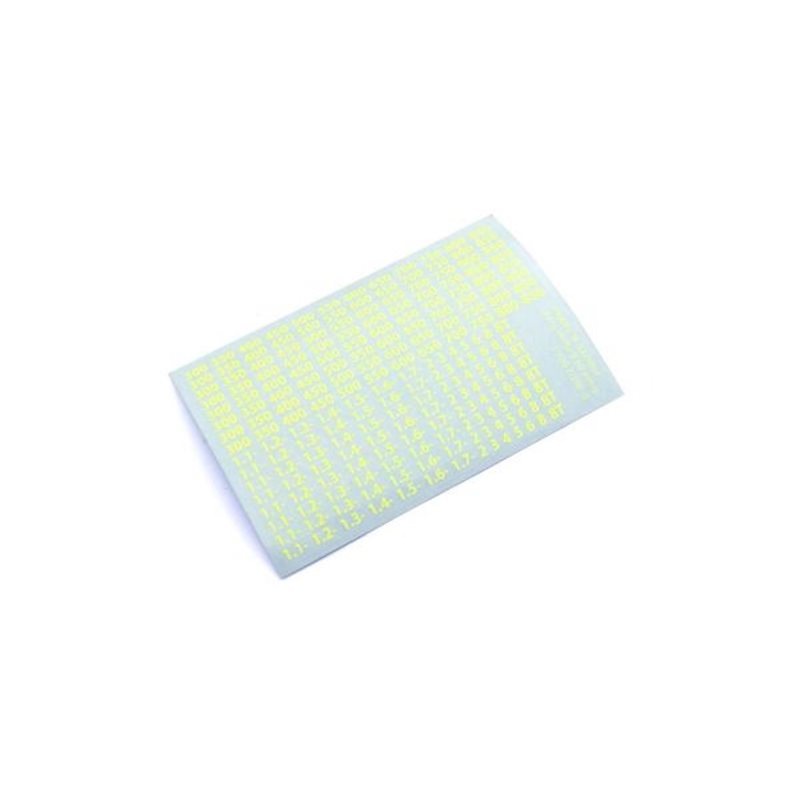 Decal Sheet Kyosho Shocks oil viscosities (Yellow)