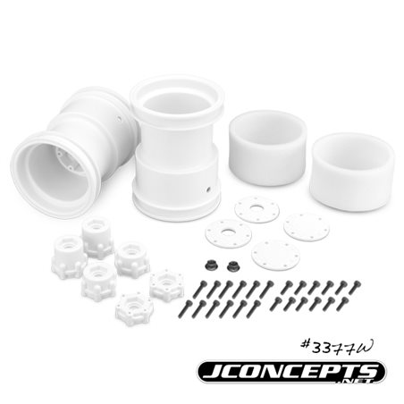 Tribute - 2.6 x 3.6" Monster Truck wheel w/ adaptors (white) - 2pc. 