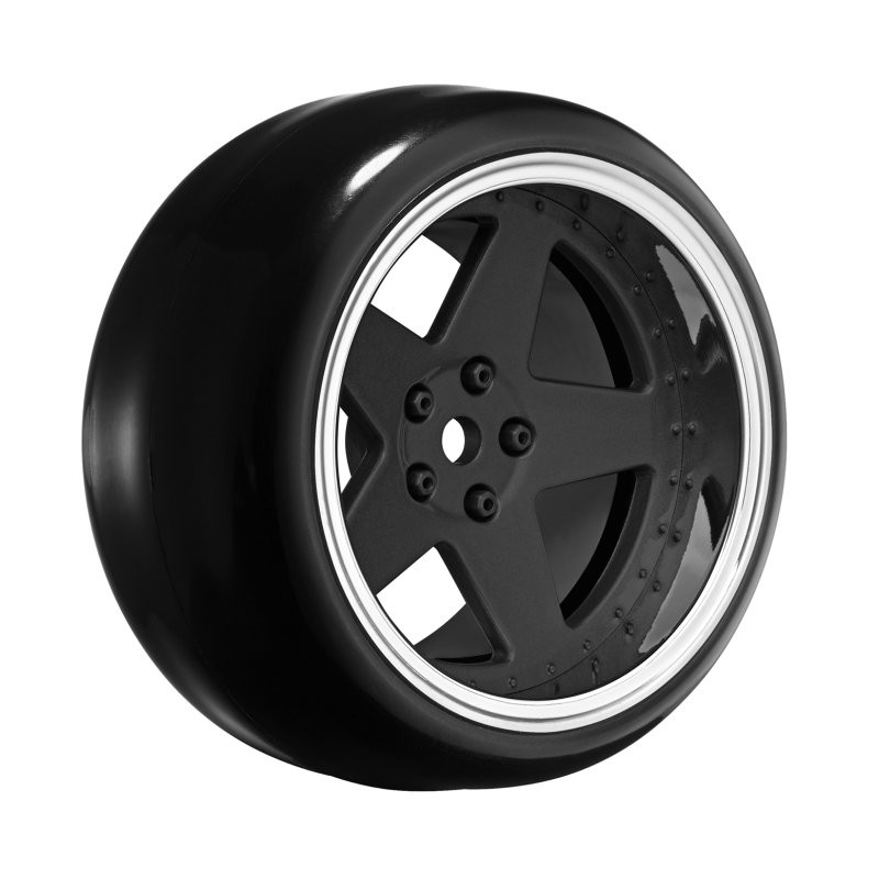 Tires & Wheels Drift / 5-Spoke Matte Black (2,4,6,8mm Offset) 12mm Hex (4)