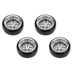 Tires & Wheels Drift / 14-Spoke Matte Silver (2,4,6,8mm Offset) 12mm Hex (4)