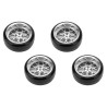 Tires & Wheels Drift / 14-Spoke Matte Silver (2,4,6,8mm Offset) 12mm Hex (4)