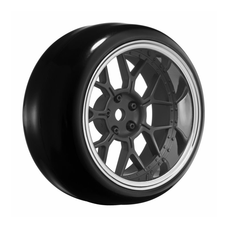 Tires & Wheels Drift / 14-Spoke Matte Black (2,4,6,8mm Offset) 12mm Hex (4)