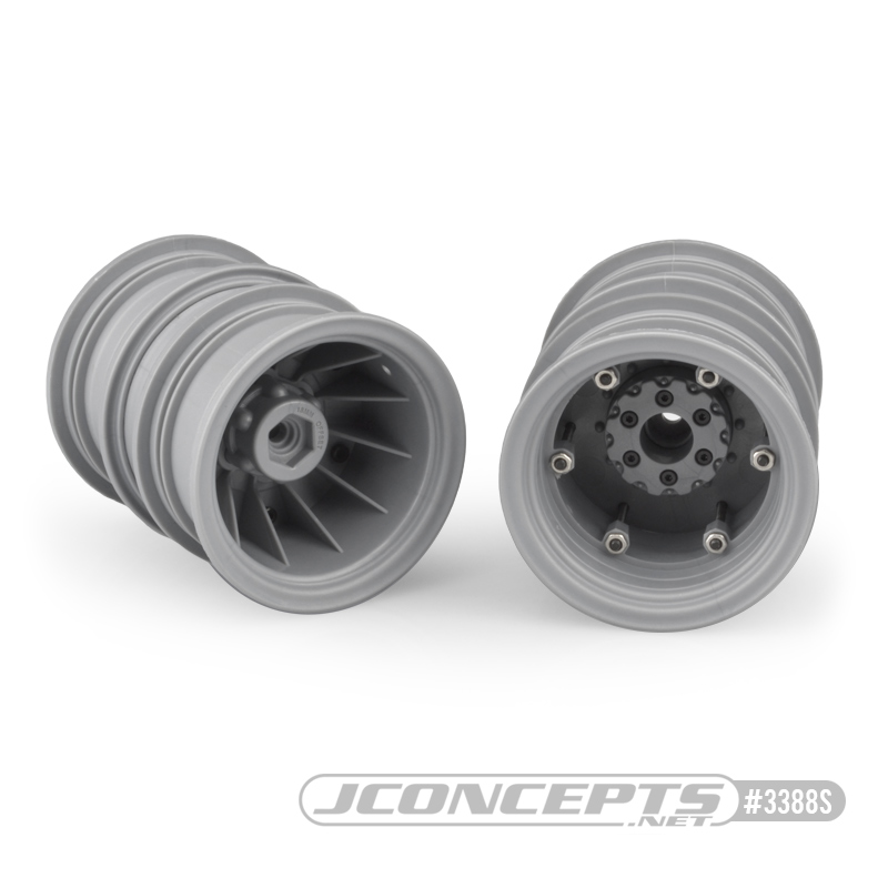 Krimson Dually - 2.6" dual truck wheels w/ adaptors, covers - (gray / silver) - 2pc.
