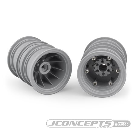 Krimson Dually - 2.6" dual truck wheels w/ adaptors, covers - (gray / silver) - 2pc.