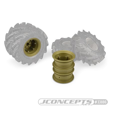 Krimson Dually - 2.6" dual truck wheels w/ adaptors, covers - (olive / gold) - 2pc.