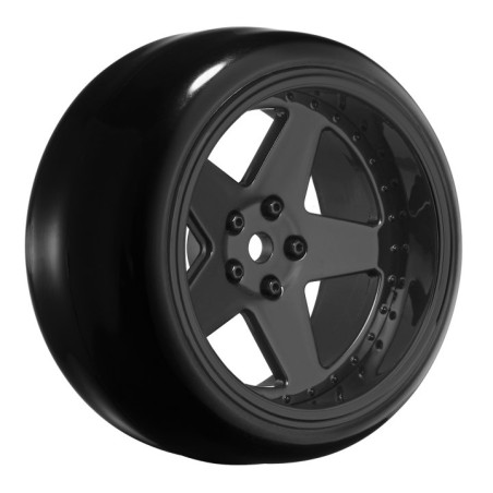 Däck & Fälg Drift / 5-Eker Svart (2,4,6,8mm Offset) 12mm Hex (4)
